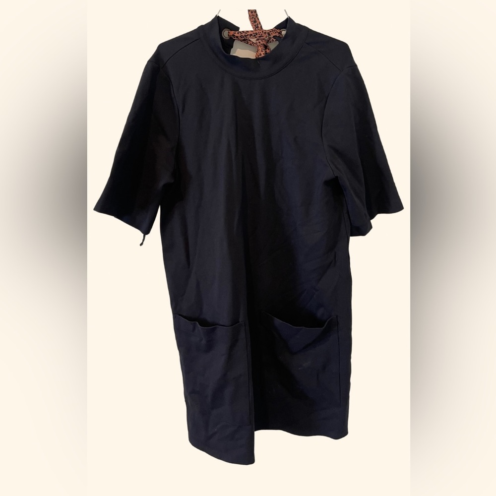 Free People Womens Black Stretch Westhill Mock Neck Mini Shift Dress